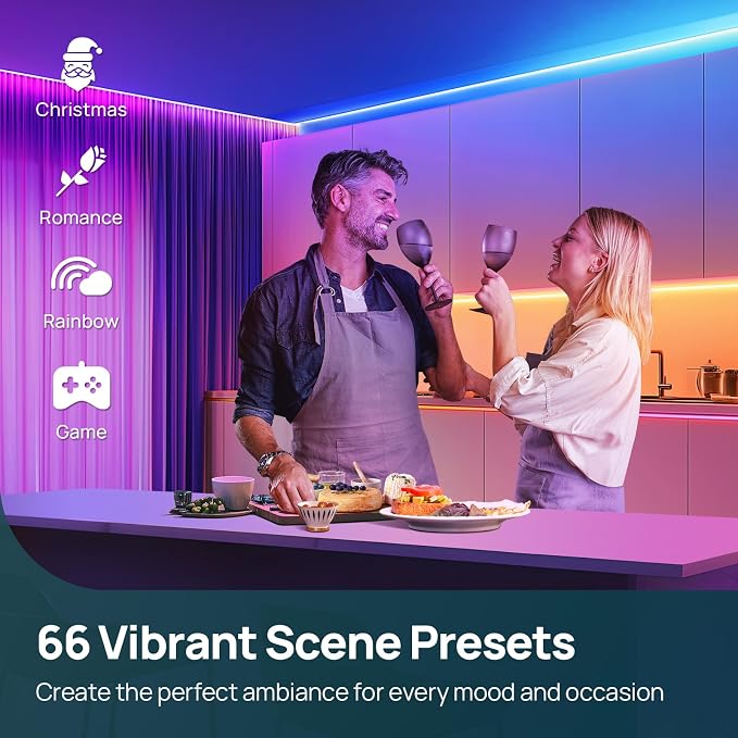 Linkind LED Strip Lights RGB 50ft, Smart Light Strip Work with Alexa and Google Home, App Control Music Sync Segmented Color Changing Led Lights for Bedroom Kitchen