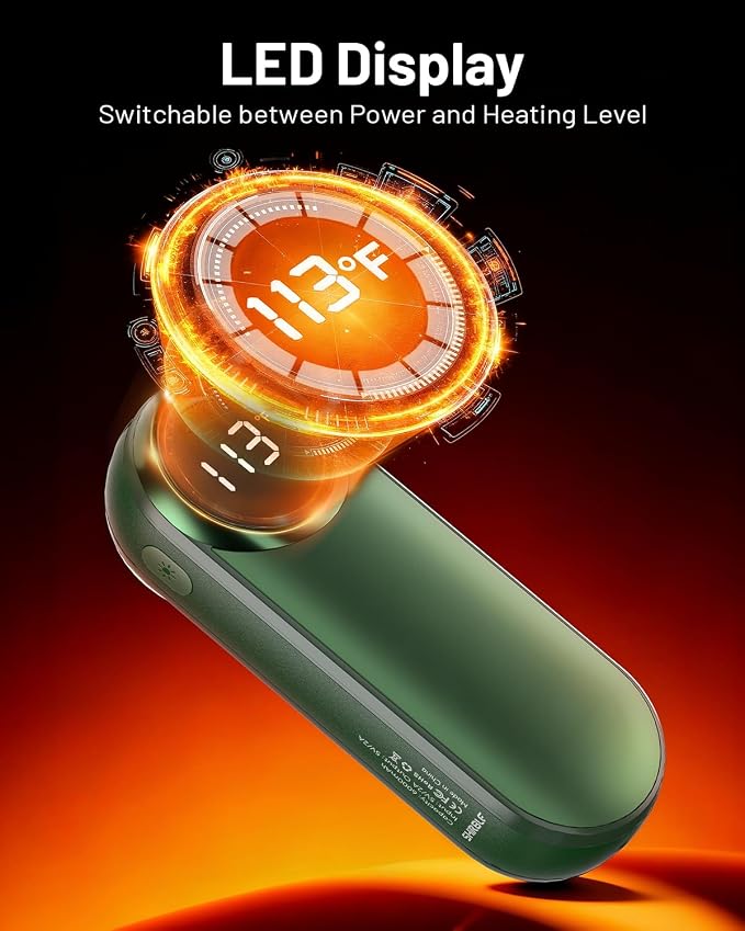 Rechargeable Hand Warmers 2 Pack - Magnetic AI Electric Hot Hands with LED Light, 3 Heat Settings Double Sided, 15H Battery Life, Portable Electric Heater for Outdoor，Hunting Camping ， Christmas Gifts