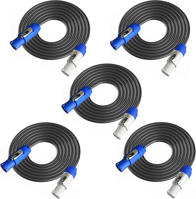 5Pack PowerCon Power Cable AC PowerCon Input to Output 12AWG 3 Pin Power Extension Cable for LED Screen Beam Moving Head Light, Stage Light Power,Audio Video Equipment and More-6FT