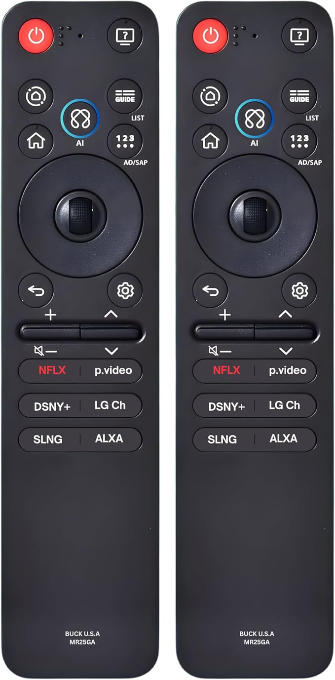 2 Pack MR25GA LG AI Magic Remote Control Replacement for 2019-2026 Smart TV Models - Easy Setup, Voice Control, Shortcut Keys - Works with LG OLED, QNED, NanoCell, UHD, WebOS, 4K/8K Smart TVs