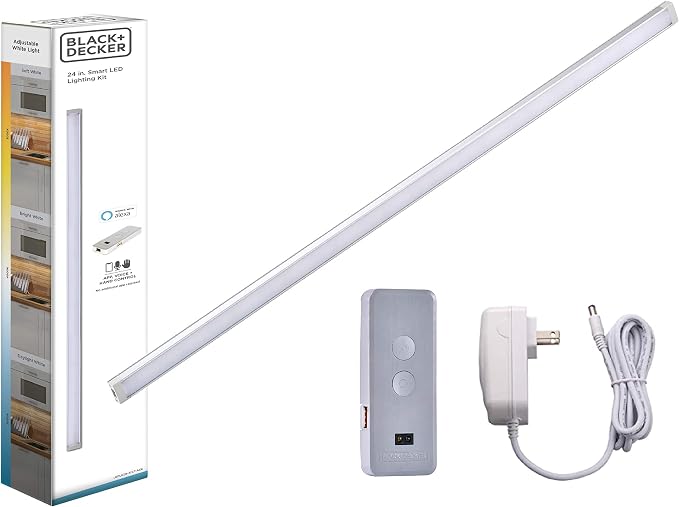PureOptics LED Works with Alexa Smart Under Cabinet Lighting, Adjustable LEDs, 24" Bar, White