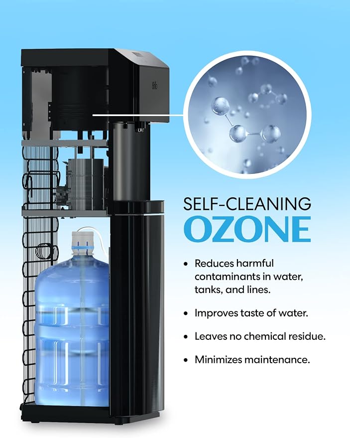Brio Moderna Bottom Load Water Cooler Dispenser - Tri-Temp, Adjustable Temperature, Self-Cleaning, Touch Dispense, Child Safety Lock, Holds 3 or 5 Gallon Bottles, Digital Display and LED Light