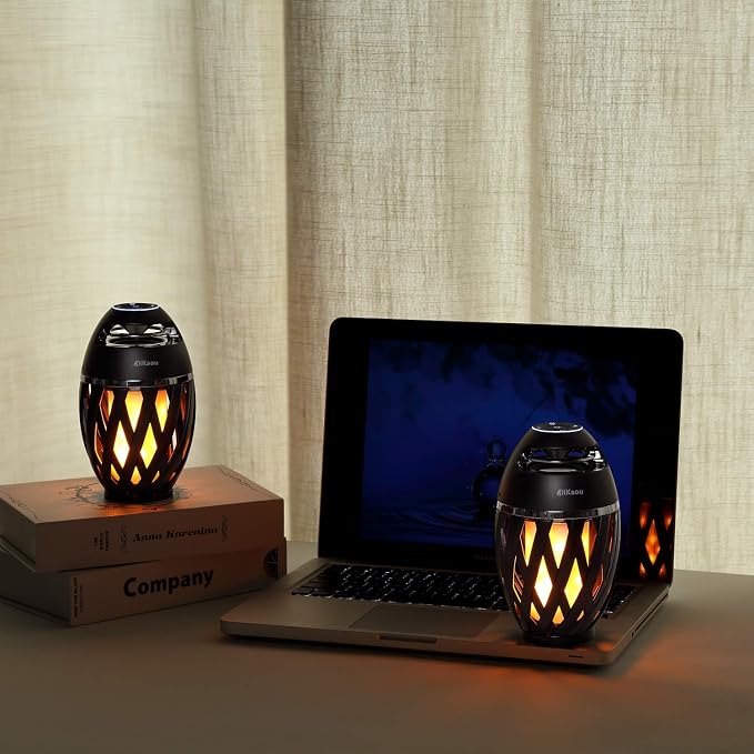 DiKaou Led Flame Speaker, Torch Atmosphere Bluetooth Speakers&Outdoor Portable Stereo Speaker with HD Audio and Enhanced Bass,LED flickers Warm Yellow Lights BT4.2 for iPhone/iPad/Android