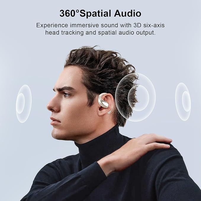 Open Ear Clip Wireless Earbuds Bone Conduction Headphones, Bluetooth 5.4, Open Ear Design for Running Fitness,IPX7 Waterproof,Office，Built-in Mic, Ear Hooks Ear Buds,Running,Workout ，Fit Cycling﻿