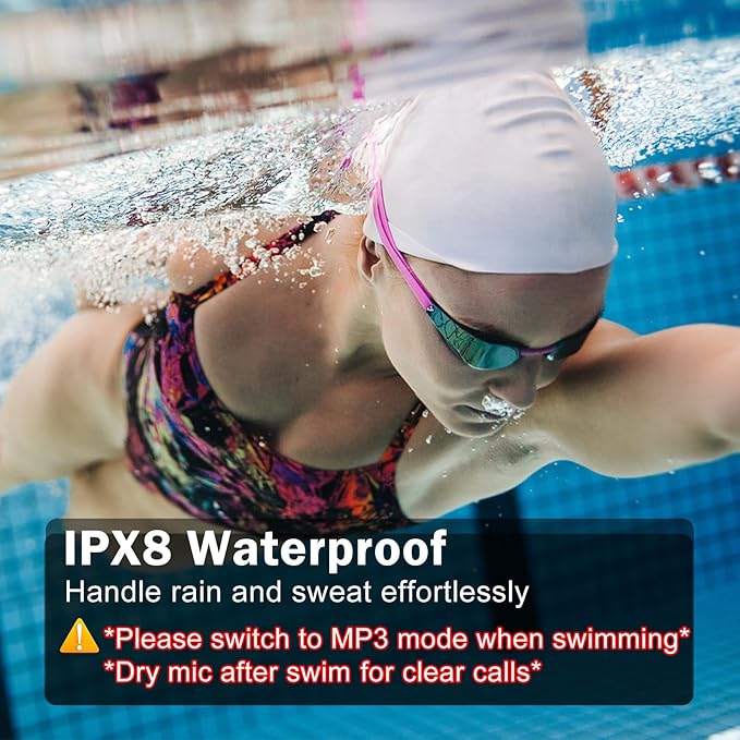 Swimming Headphones-Bone Conduction Headphones, IP68 Waterproof Open Earphones, LiteSurge Bluetooth 5.4 Underwater Sport Earbuds with 32 GB MP3 Memory for Swimming, Marathon-Purple