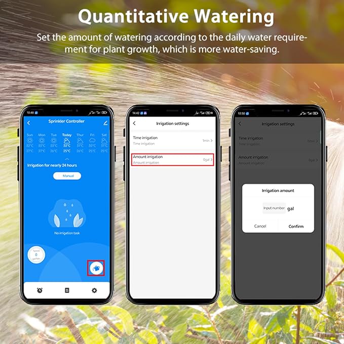 WiFi Sprinkler Timer: Smart Water Timer for Garden Hose, Automatic Irrigation Controller, App Remote Control, Weather-Based Smart Watering, Compatible with Alexa, Google Home