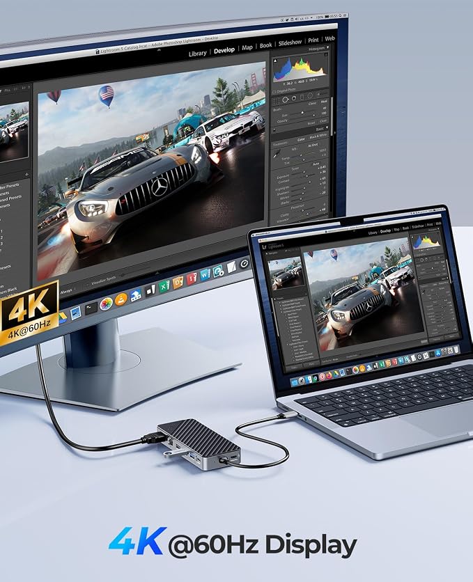 ORICO USB-C Hub with M.2 SSD Enclosure, 8-in-1 USB C Docking Station Fits M.2 NVMe/SATA SSD, 10Gbps, 4K@60Hz HDMI, 100W PD, Ethernet - OM28PR