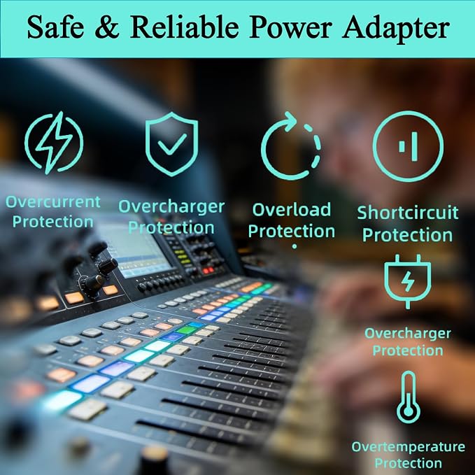 AC17VX2 1500mA Power Adapter for Yamaha with 3-Pin Connector Plug | Compatible with Yamaha F4/F7/6FX/MG82X/MG10U/MG10xuf/MG16/MX1804X and Other 10-Channel Above Mixing Console，Pedalboard Power