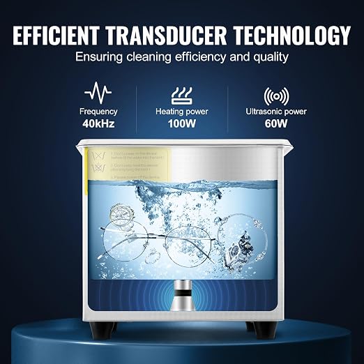 VEVOR 1.3L Professional Ultrasonic Industrial Cleaner with Digital Timer 40kHz Excellent Ultrasonic Cleaning Machine 110V for Jewelry Watch Ring Coin Diamond Eyeglasses Small Parts Cleaning