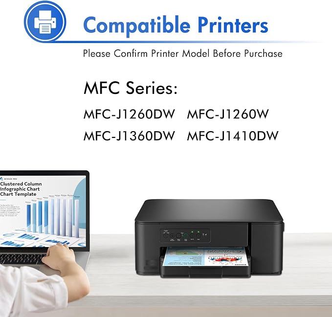 LC501 MFC-J1360DW Ink Cartridges for Brother Printer LC501XL LC 501 Series Inks for Brother Work Smart 1360 MFC-J1260W MFC-J1260DW MFC-J1410DW MFCJ1360DW MFC J1360DW (4Pack Black Cyan Magenta Yellow)