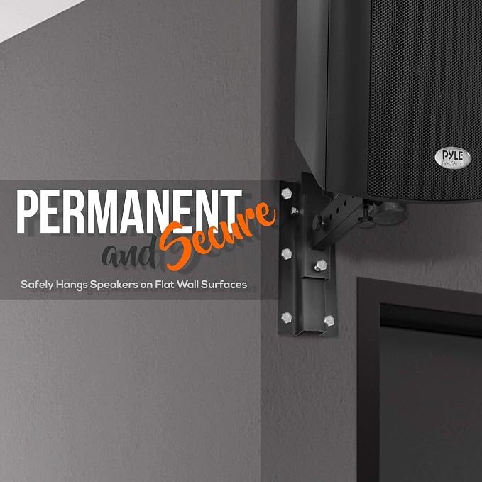 Pyle 90°-30° Angle, Tilt, Rotation Adjustment & Solid-Steel Pin Serves as Safety-Stop Mount Speaker Bracket Stands-Dual Universal Adjustable w/ 12.5'' Distance from Wall (PSTNDW15)