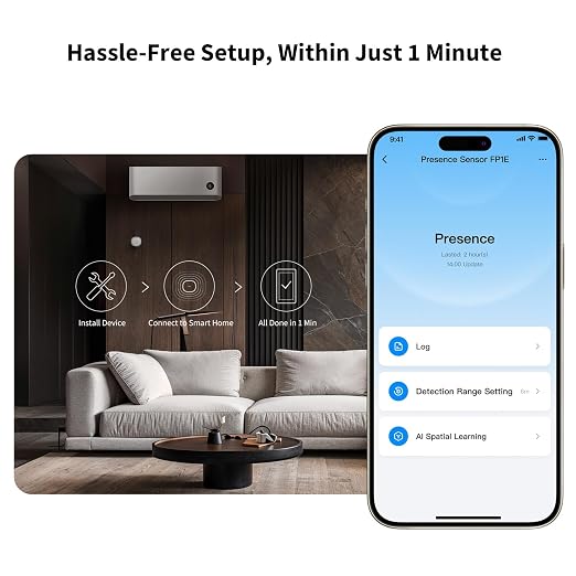 Aqara Zigbee Presence Sensor FP1E, mmWave Radar Wired Motion Sensor | Requires Aqara Zigbee Hub, Accurate Detection, AI Spatial Learning, Supports HomeKit, Alexa, Google Home, Matter Over Bridge