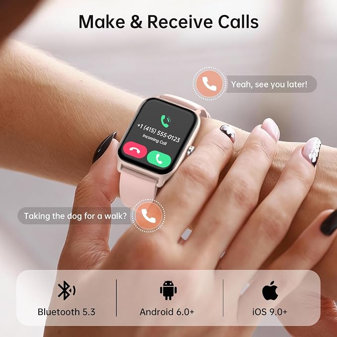 Tensky Smart Watch for Women/Men, 1.85'' HD Activity Smartwatch for iPhone/Android, 100+ Sport Modes Fitness Tracker (Answer/Make Call), Alexa Built-in, Sleep/Heart Rate/SpO2 Monitor/2ATM Waterproof