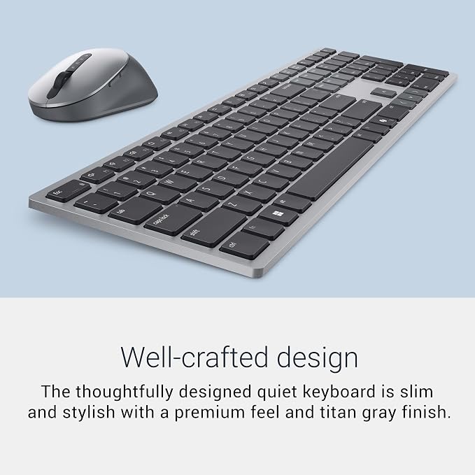 Dell Premium Wireless Keyboard and Mouse - KM720 - USB wireless receiver, 12 programmable keys of F1-F12, Mouse Buttons Qty 7, DPI. 1000, 1600 (default), 2400, 4000, Advanced Exchange Service - 1 year