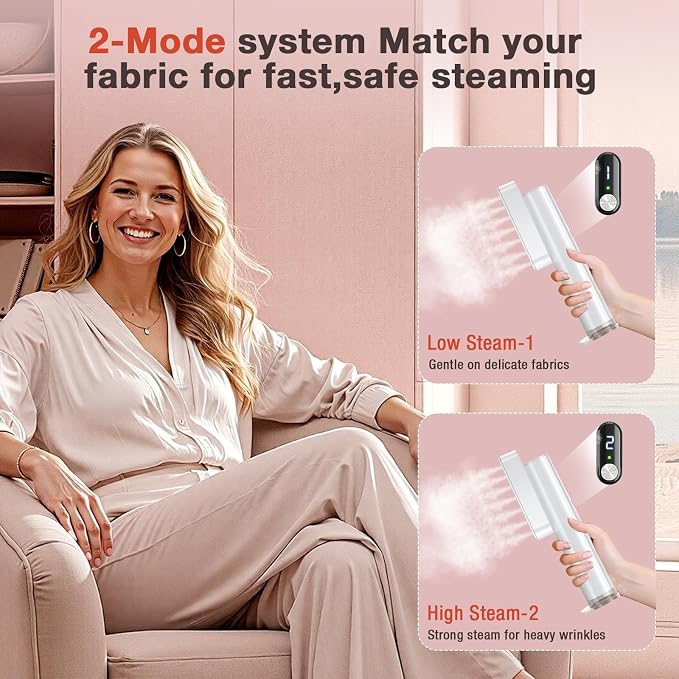 G5 Pro Travel Steamer For Clothes, 110-240V Portable Handheld Irons-15S Fast Heat Up, Auto Shut-Off Rotating Head With Big Iron Panel, 100Ml Tank Self-Standing For Global Travel(white)