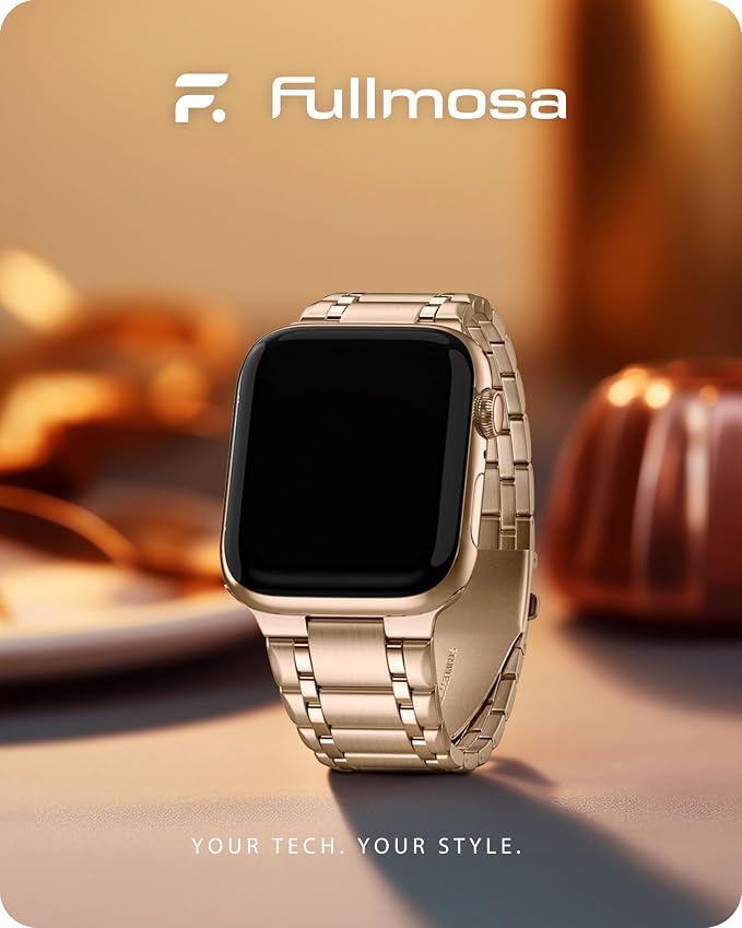 Fullmosa Bands Compatible with Apple Watch Band 45mm 44mm 42mm 41mm 40mm 38mm 46mm 49mm , Stainless Steel iWatch Band with Case for Apple Watch Series 11 10 9 8 7 6 5 4 3 2 1 SE3/2/1 Ultra3/2/1, Rose Gold