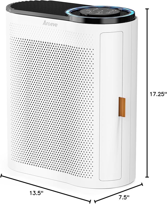 AROEVE Air Purifier for Home Air Quality Sensors and Auto Function Ultra-Quiet Sleep Mode Air Cleaner for Dust, Pet Dander, Smoke, Pollen for Bedroom and Office-AP04(White)