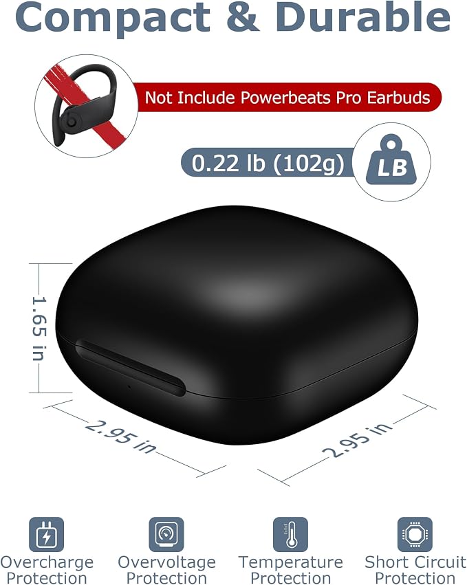 Charging Case Replacement for Powerbeats Pro: 700mAh Battery, Bluetooth Pairing, Portable Charger Case (Case Only)