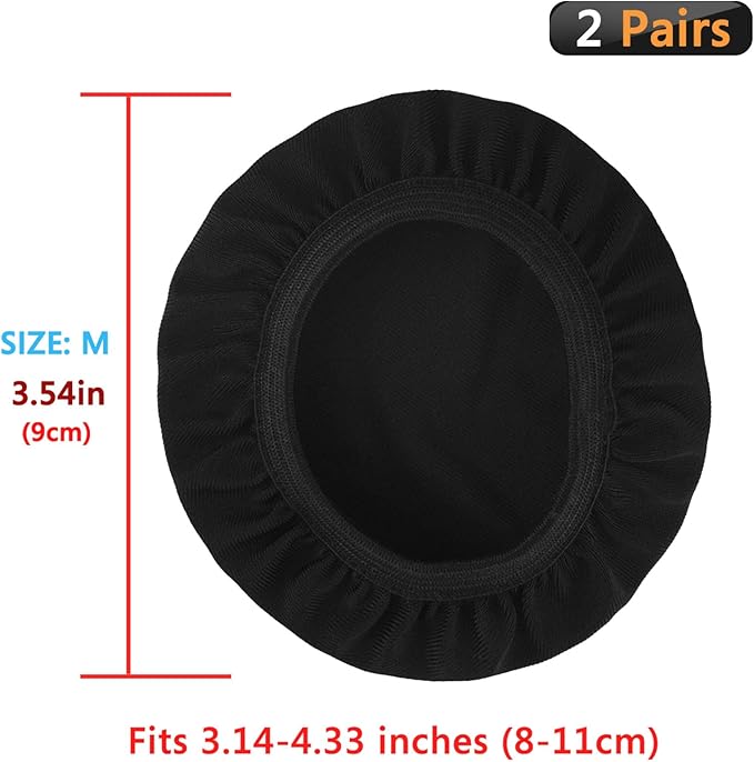 Geekria 2 Pairs Flex Fabric Headphones Ear Covers - Product Safety Certified - Washable & Stretchable Earcup Protectors for Over-Ear Headsets, Sweat Pads for Gym, Gaming (Size M/Black)