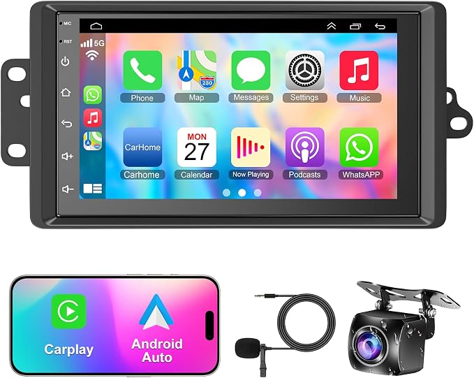 8-core 4G+64G Android 15 Car Radio for 2003-2006 Chevrolet Chevy Silverado Impala Tahoe GMC Sierra Yukon, 7" IPS Touch Screen Car Stereo Build-in GPS, CarPlay/Android Auto, Backup Camera/DSP/SWC