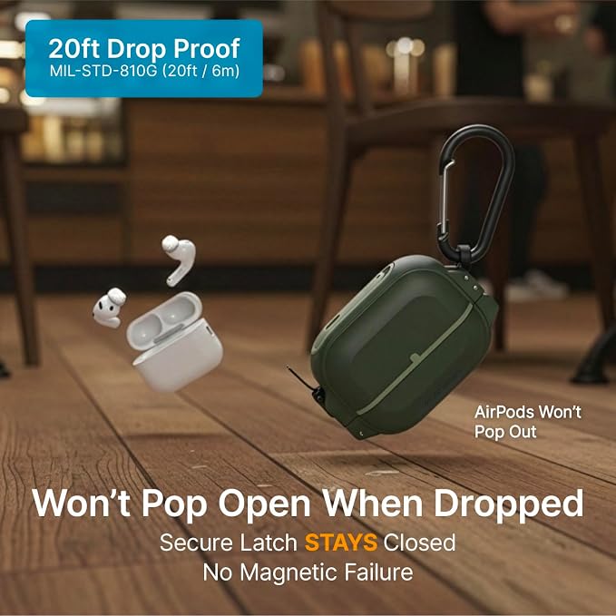 Catalyst for AirPods Pro 3 Case, IP68 Waterproof 330ft, 20ft Drop Proof Protective Cover with Locking Latch, Glow in the Dark Total Protection AirPods Pro 3 case with Pull Tab, Wireless Charging