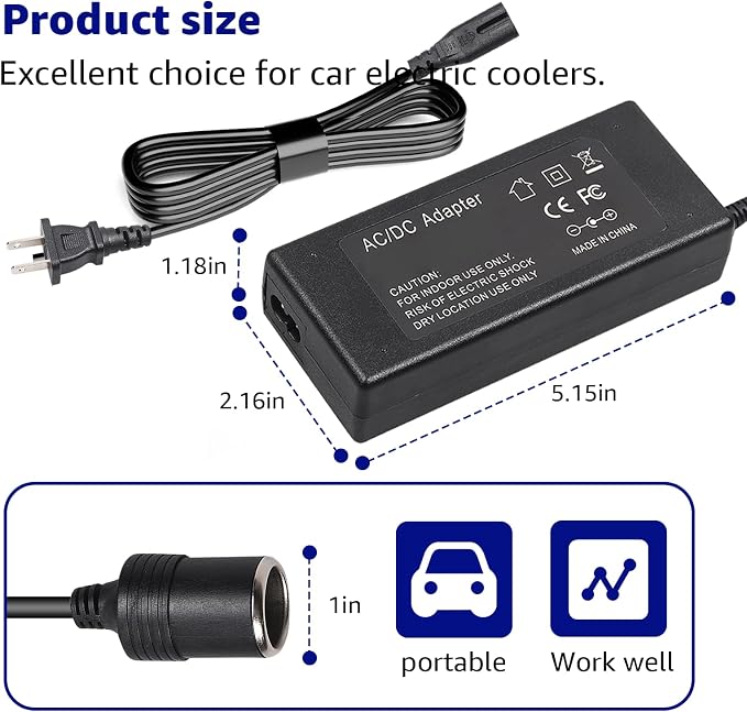 12V AC Power Cord Compatible with Igloo Iceless Cooler,Replacement for Igloo Iceless Coolers Kool Mate Cool Chill Thermolectric Supply Charger Cord