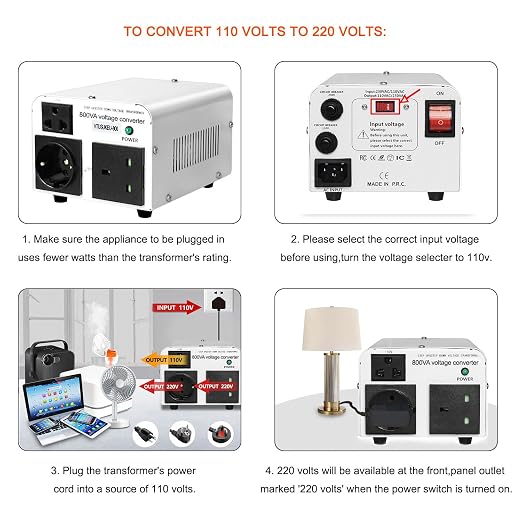 Yinleader 110V to 220V OR 220V to 110V Voltage Converter Step Up/Down Transformer 800W with US/UK/EU Power Cords