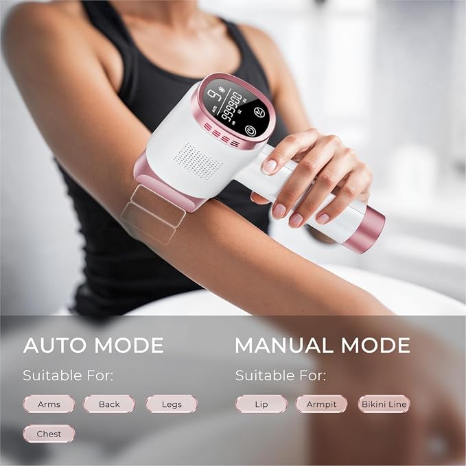 IPL Laser Hair Removal for Women and Men, Hair Removal with Ice-Cooling for Nearly Painless and Long-Lasting Result At-Home Permanent Hair Removal Device 999900 Flashes for Whole Body Use