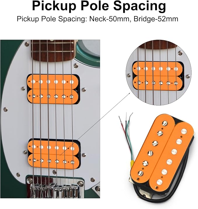 SAPHUE Alnico 2 Electric Guitar Pickup N-50 7-8K/B-52 8-9K Humbucker Alnico II Pickup Double Coil Pickup Guitar parts (orange)