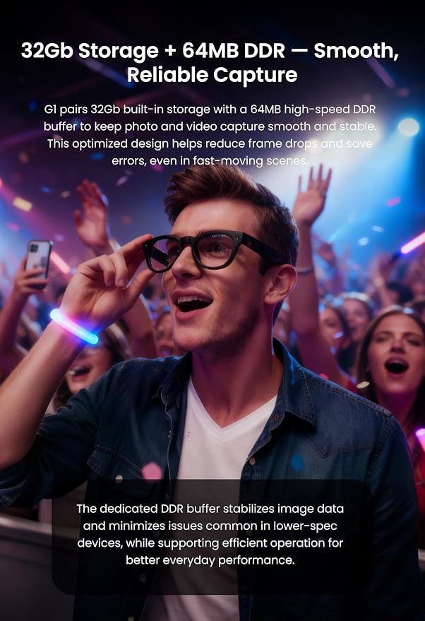 DPVR AI Smart Glasses with Camera and Bluetooth – 8MP HD Camera Glasses for Men & Women, Video Recording Glasses with Voice Assistant, 144-Language Real-Time Translation, for Travel, Work, Music, Vlog