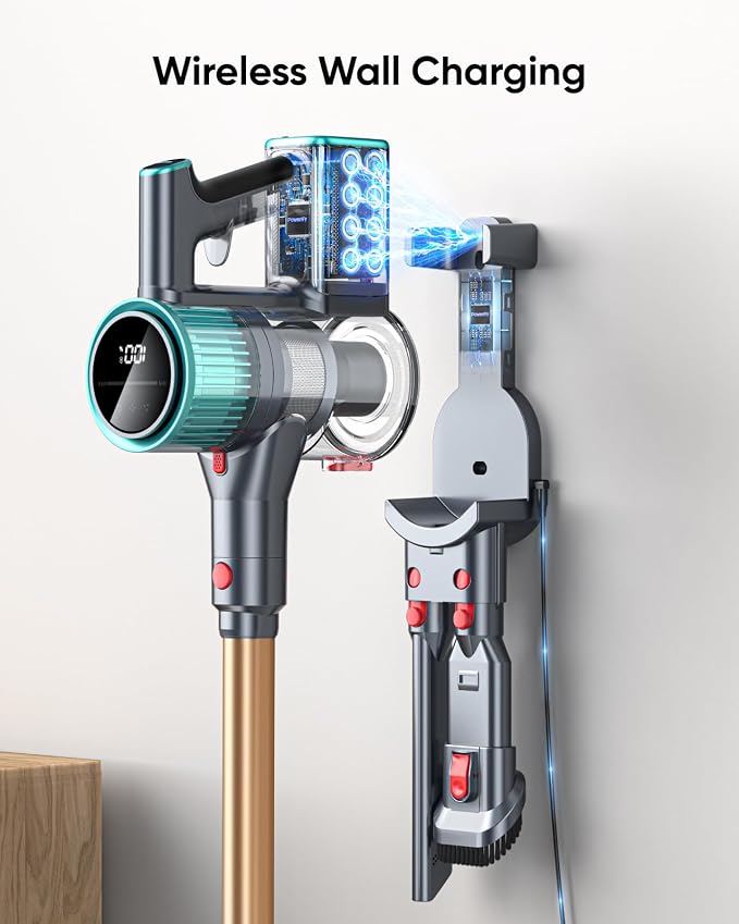 Cordless Vacuum Cleaner, 50Kpa 600W Vacuum Cleaner for Home, 60Mins(Eco) Stick Vacuum Cordless Rechargeable Self-Standing, Wall Mount Charging Hand Vacuum for Carpet Pet Hair Hardwood Floor