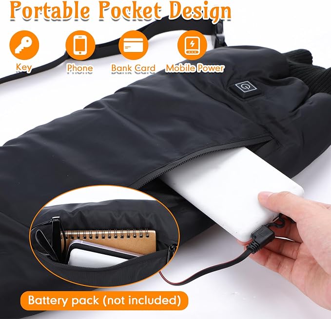 Mudder 1 or 2 Pack Heated Hand Warmer Muff with Adjustable Belt, USB Powered Electric Heated Muff with 3-Temperature Settings for Football, Hunting, Fishing, Camping, Power Bank Not Included