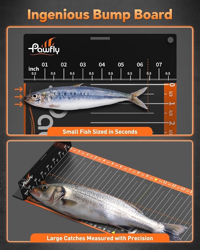 Pawfly 53in Fish Ruler, Waterproof Fish Measuring Tape, Portable Fishing Measuring Tape with Clip and Storage Bag for Anglers, Fishing Measurement Tool with Bump Board