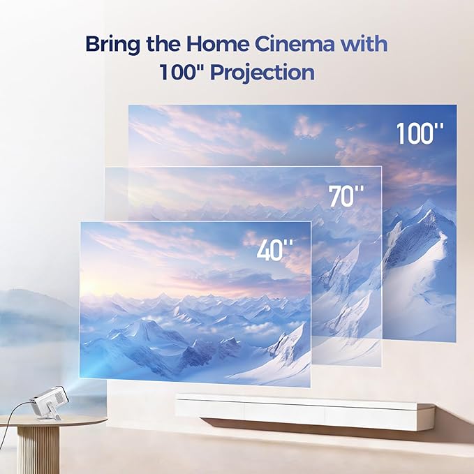 [Built-in Apps & 2026 Upgraded] Mini Projector with WiFi and Bluetooth,Native 1080P Smart Projector 4K Supported,Auto Vertical Keystone,210° Rotatable,Compatible with TV Stick,Smartphone(Medium)