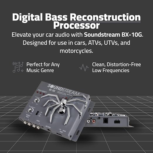 SoundStream BX-10G Bass Restoration Processor with Parametric Bass Equalizer, Digital Bass Processor for Car Audio, Balanced Inputs & Dash Mount Remote Control - Grey