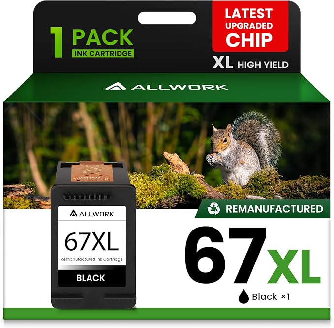 67XL Ink Cartridge Replacement for HP 67 XL Remanufactured for HP Ink 67 67XL for DeskJet 2755e 2700 2855e 2800 2752 2742e 4155e 4255e 4100 Envy 6055 6055e 6455e Printer 1-Pack Black