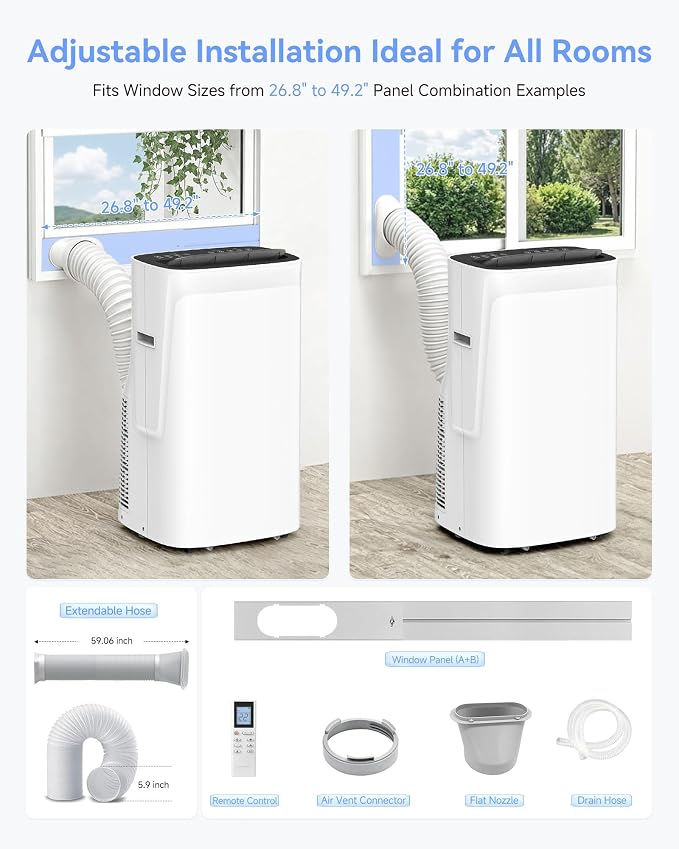 Portable Air Conditioners 16000 BTU, AC Unit Portable with Dehumidifier & Heating, Quiet Portable AC for Bedroom, Window Vent Kit for Home Office, Inverter Air Conditioner Portable Cools 800 Sq.Ft
