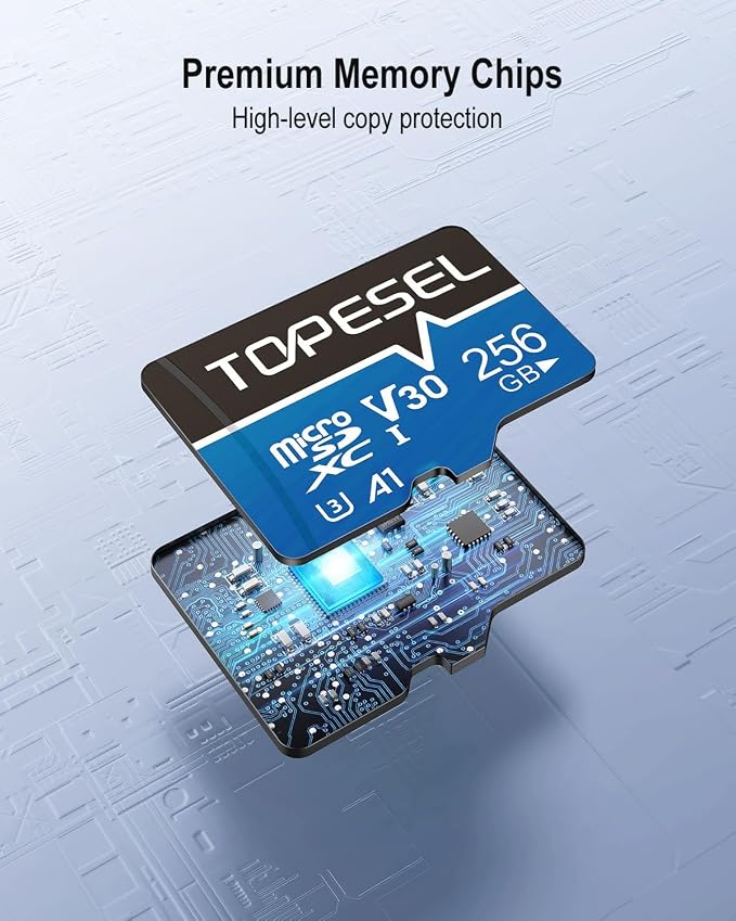 TOPESEL 256GB Micro SD Card 2 Pack, 4K UHD, U3 SDXC TF Card with Adapter High-Speed UHS-I V30 Micro Flash Memory Card for Smartphones, Cameras, Dash Cams(256GB 2Pack)
