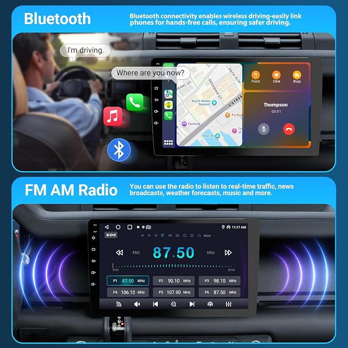 Haudio 9" Double Din Car Stereo - 2+64GB Wireless Apple CarPlay & Android Auto, HD Touchscreen Car Radio with Backup Camera,Car Accessories, GPS Navigation