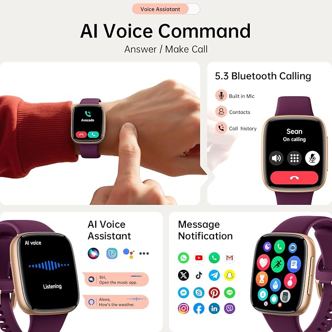 Smart Watches for Women for iPhone & Android Phones, 1.85"AMOLED Smart Watch with Heart Rate/ SpO2/ Sleep Monitor,3ATM Waterproof, Calls & Messages, 120+ Sports Modes FitnessWatch, Dynamic Dials
