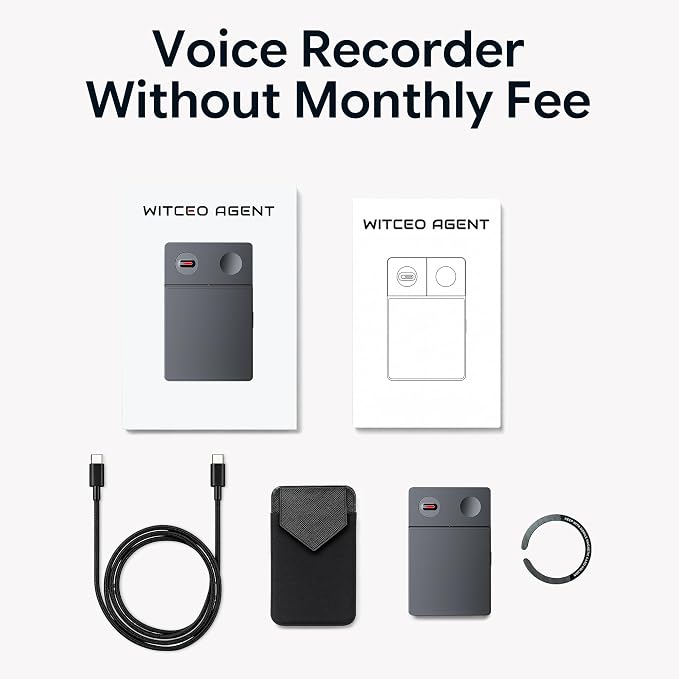 AI Voice Recorder with Transcribe & Summarize & Real-Time AI Chat – App Control Audio Recorder with AI Noise Cancellation, 126+ Languages Support, 64GB Note Taker for Meeting Lecture