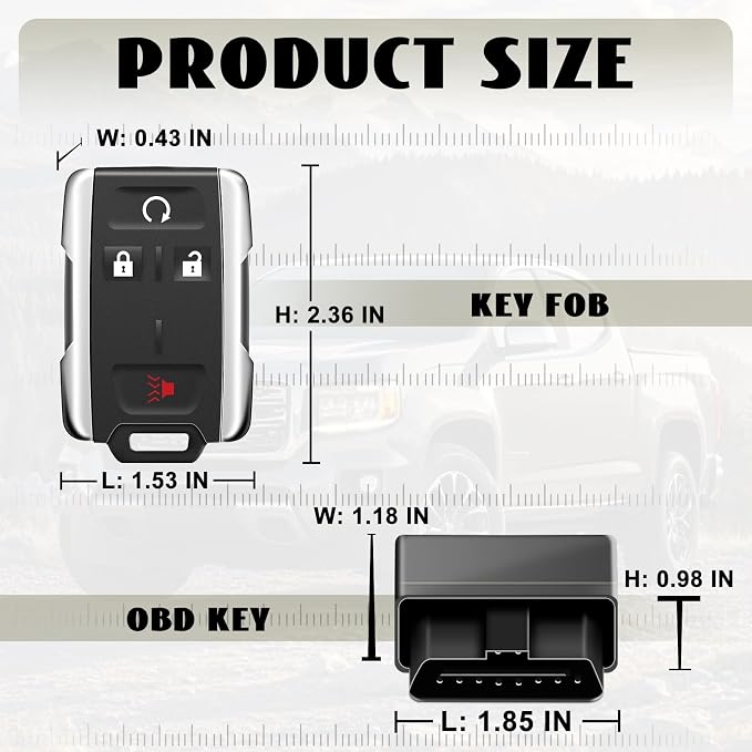 2PCS 4 Buttons Car Remote Key Fob Compatible for 2014-2018 GMC Sierra Chevrolet Silverado 1500 2500 3500, Chevrolet Colorado GMC Canyon 2015-2021