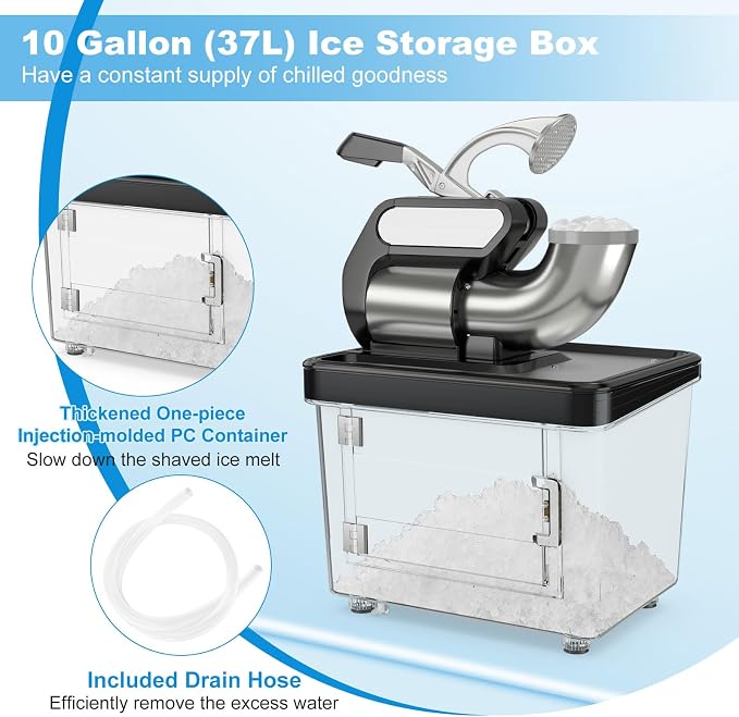 COSTWAY Electric Ice Crusher, 660 LBS/H Snow Cone Machine with Dual Blades, 300W ETL Approved Shaved Ice Machine for Home Parties, Restaurants and Bars (Black)