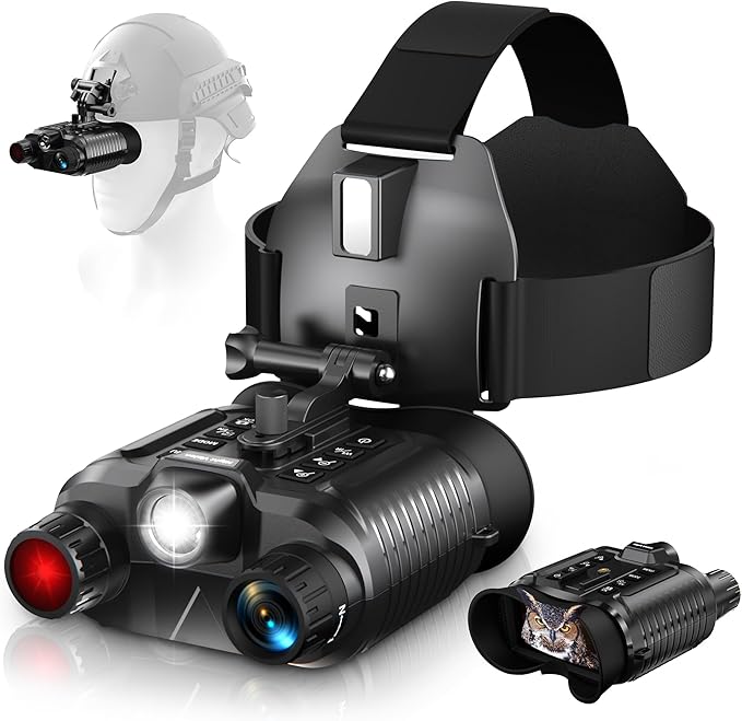 Dsoon Head-Mounted Night Vision Goggles Upgraded, Rechargeable Hands Free Night Vision Binoculars Goggles with Infrared, 1312FT, 32GB TF Card, Flashlight, 8X Digital Zoom