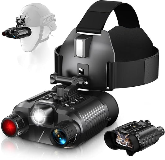 Dsoon Head-Mounted Night Vision Goggles Upgraded, Rechargeable Hands Free Night Vision Binoculars Goggles with Infrared, 1312FT, 32GB TF Card, Flashlight, 8X Digital Zoom