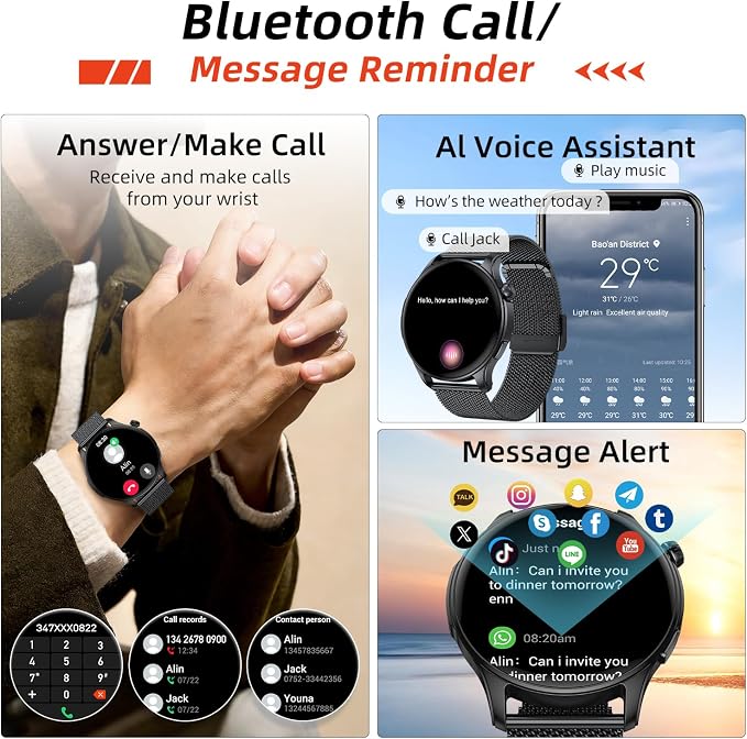 Smart Watch for Men Women Fitness Tracker: Smartwatch for Android Phones iPhone Compatible Samsung Bluetooth Call Answer/Make Watches for Men Heart Rate Sleep Monitor IP68 Waterproof 120+Sports Model