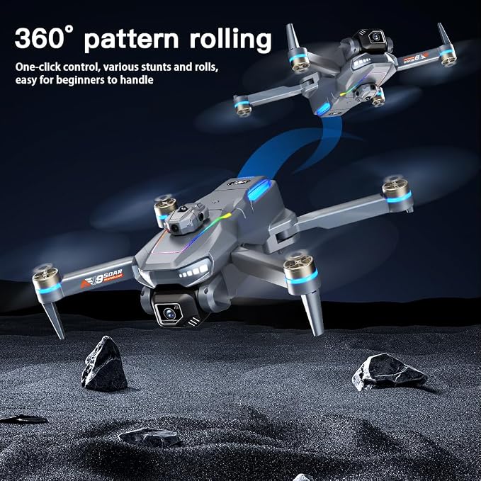 Drone with HD Camera for Adults, Foldable RC Drone with 4.3 Inch Screen on Controller, Brushless Motor, 5-Way Infrared Obstacle Avoidance, Electric Adjustable HD Camera, Optical Flow Positioning, Headless Mode, 360° Flip, Under 250g Lightweight Portabl...