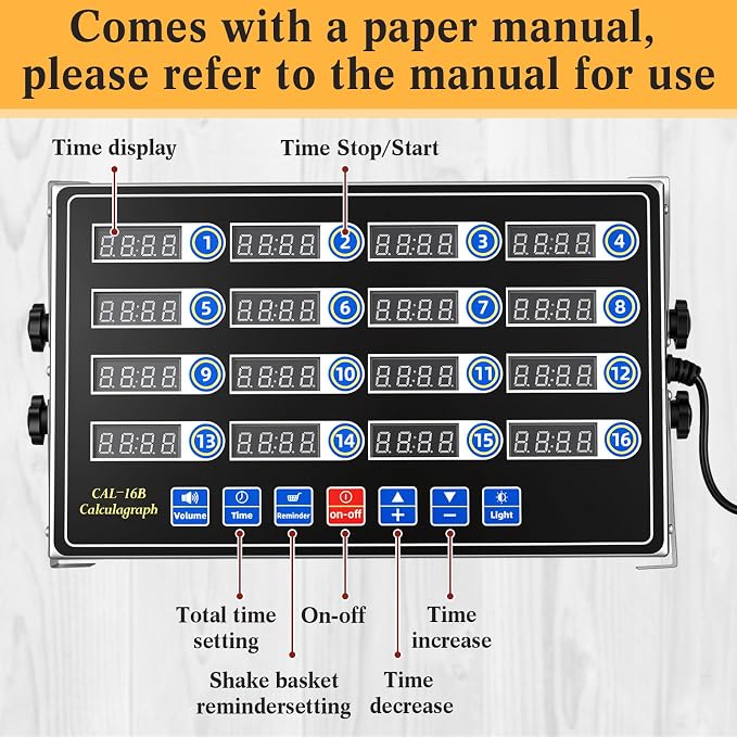 Relaxweex 1 Pack Digital Kitchen Timer, Commercial Cooking Timer with Loud Alarm, Large LCD Display, for Restaurants, Baking, Labs, Multiple Independent Countdown Timers (16 Channel)