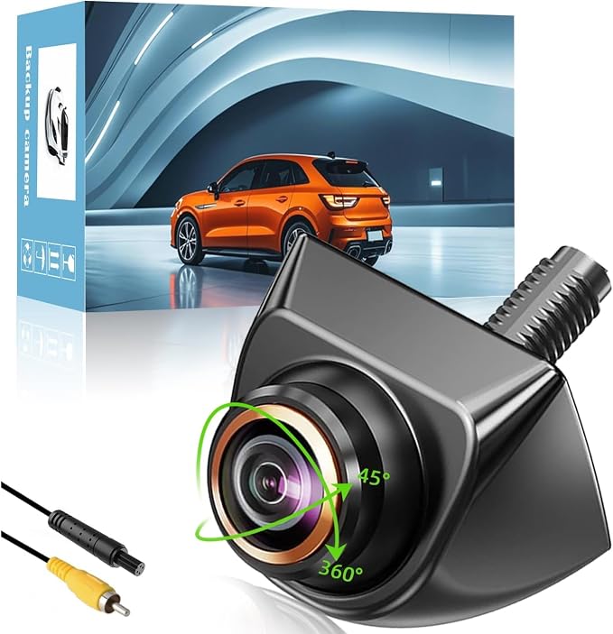 1080P AHD Backup Camera with 170° Wide Angle, 360° Rotatable, Night Vision, IP69K Waterproof - Front/Rear/Side View Reverse Camera for Trucks, Cars, SUVs (1080P)