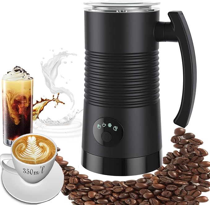 DIY Milk Frother,Large-Capacity Milk Warmer,11.9oz/350ml Electric Milk Steamer,Hot/Cold Stainless Steel Milk Frother,4 in 1 LED Touch Screen Milk Foam Maker for Coffee/Hot Chocolate/Latte/Cappuccinos